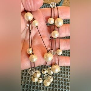 Elegant Station Pearl with clear beads Necklace